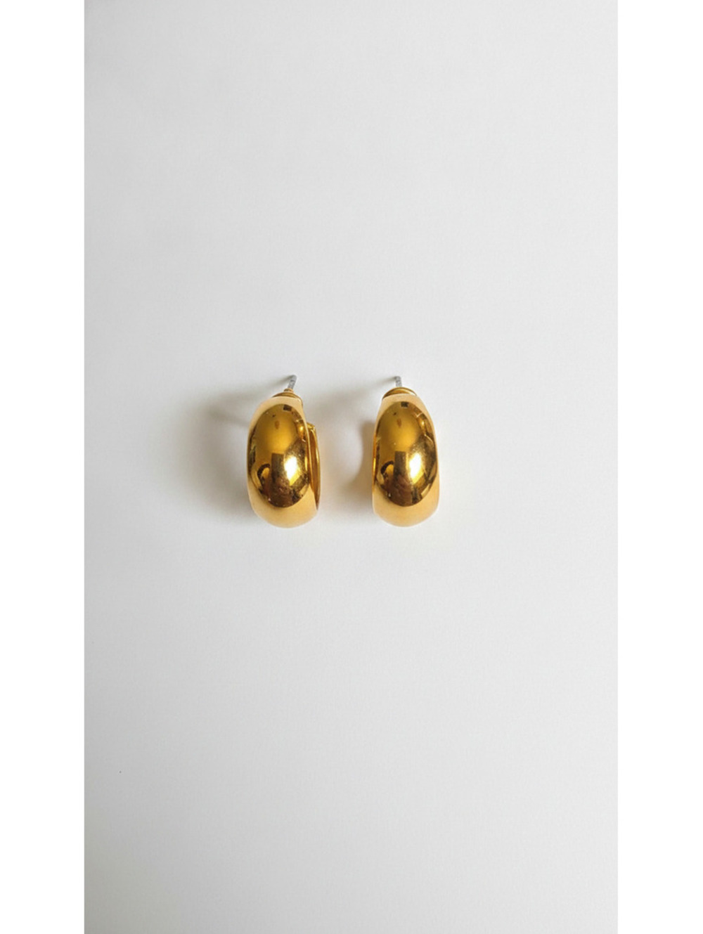 Vintage Monet Gold Tone Chunky Wide Hoop Pierced Earrings